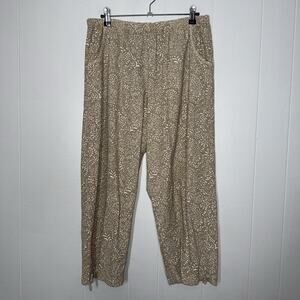 Fresh Produce Women’s Pull On Floral Cotton Pants Beige Size XL No Drawstring